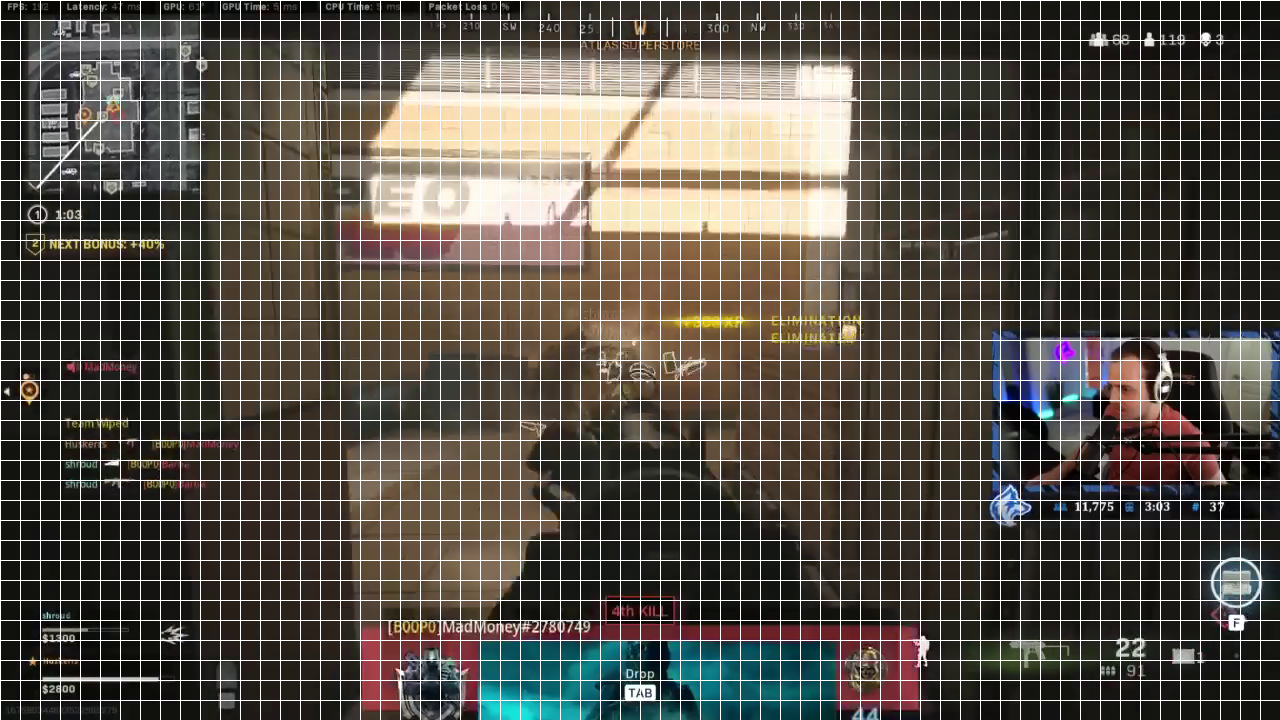 Grid overlay of the murder